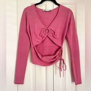 Zara Pink Gathered Front Blouse